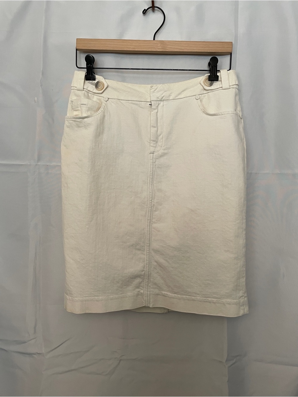 Banana Republic White Women's Knee-Length Casual Skirt pockets Zipper Belt Loop